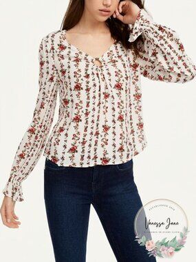 Freshman Juniors Floral-Printed O-Ring Top, Size  XL